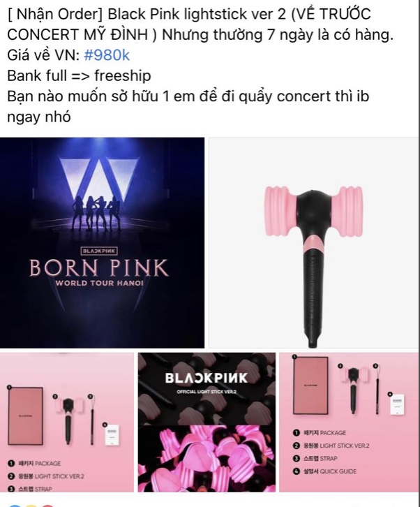 Nhiều topic nhận mua lightstick của Blackpink. (Ảnh: FBNV)